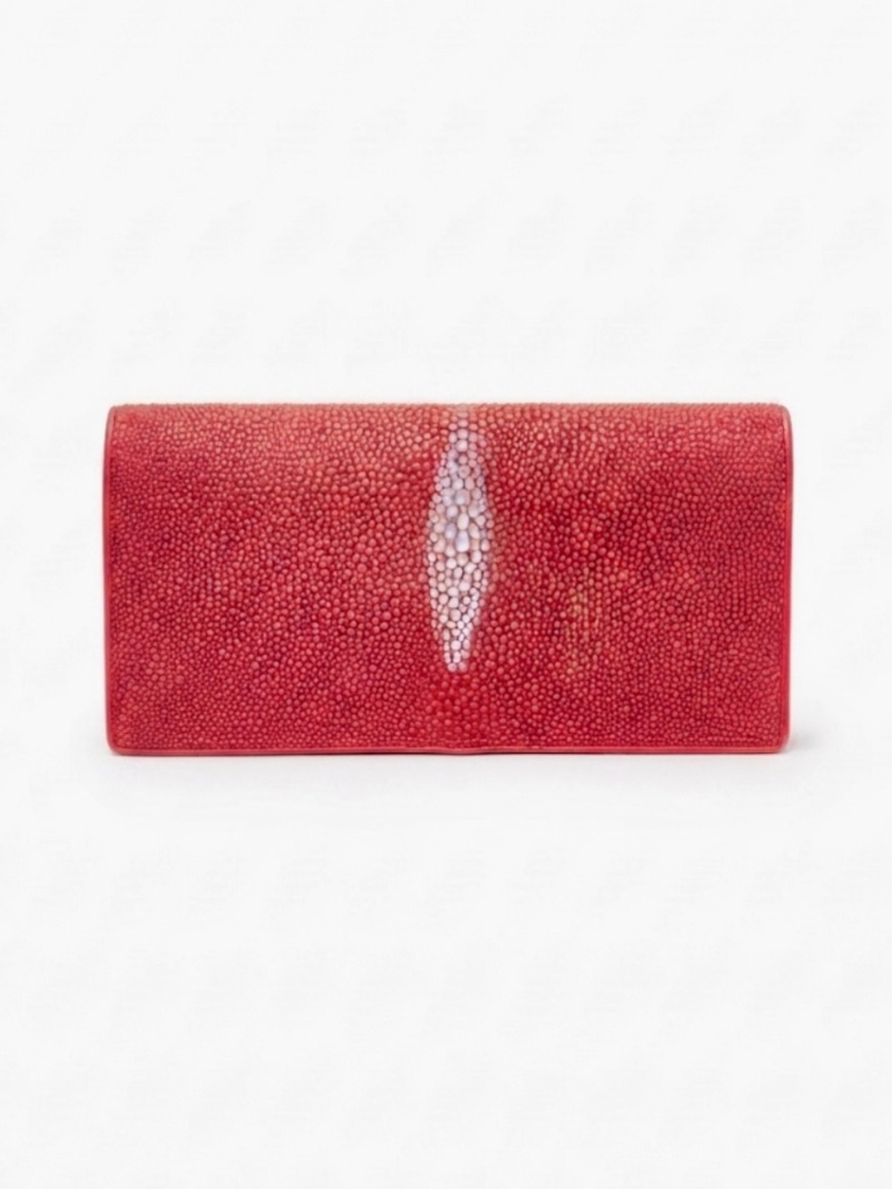 Vintage 90s Genuine Red Shagreen Stingray Leather Wallet / Clutch
